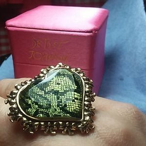 Betsey Ring: PythonLace under Lucite w/ Bow Detail